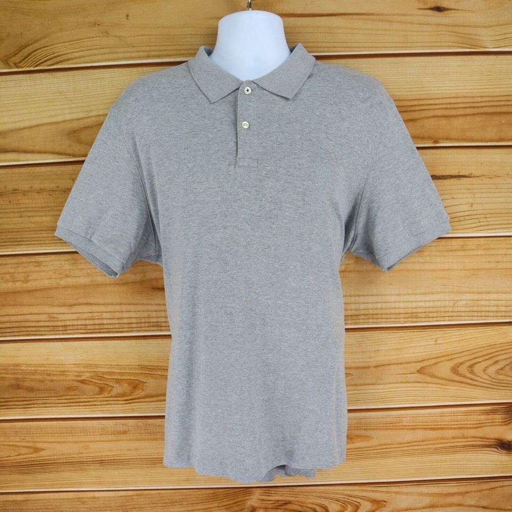 Chaps Polo Shirt Mens Sz 2XL Light Gray Heathered Custom Fit Short Sleeves Soft